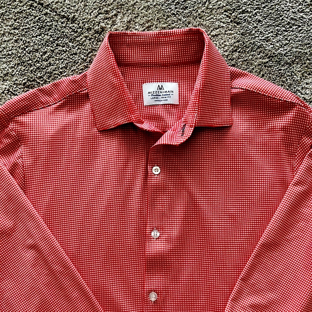 Mizzen + Main Men’s Dress Shirt Size Large Trim Fit